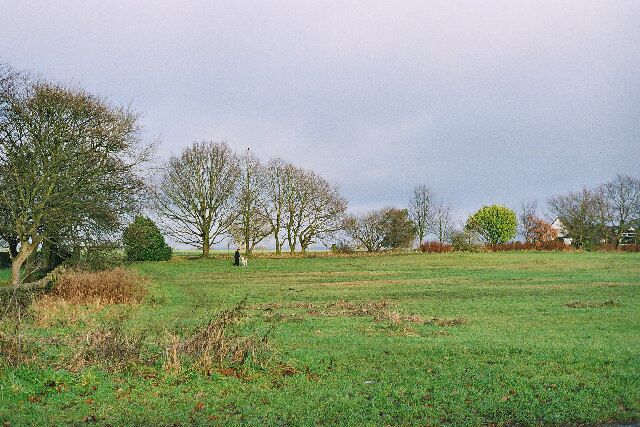 Salesbury Common. St Peter's Church is just off to the left. Beyond the trees is the cricket ground and, beyond that. on a good day is a fine view over the Ribble Valley to Longridge Fell.