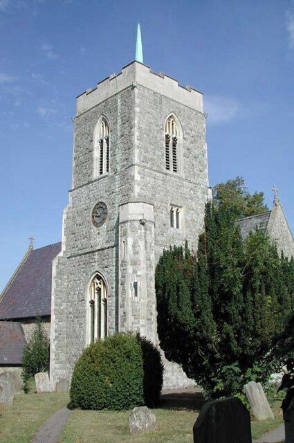 St John the Evangelist parish church, High Cross, Hertfordshire, seen from the south