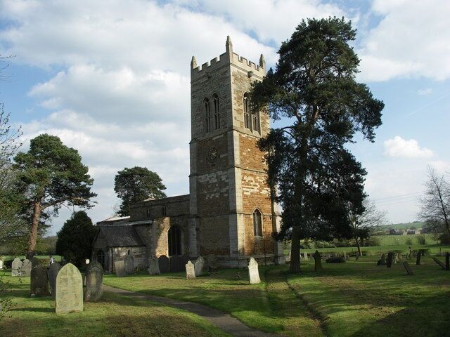 St Nicholas' parish church, Lubenham Road, Marston Trussell, Northamptonshire, seen from the northwest
