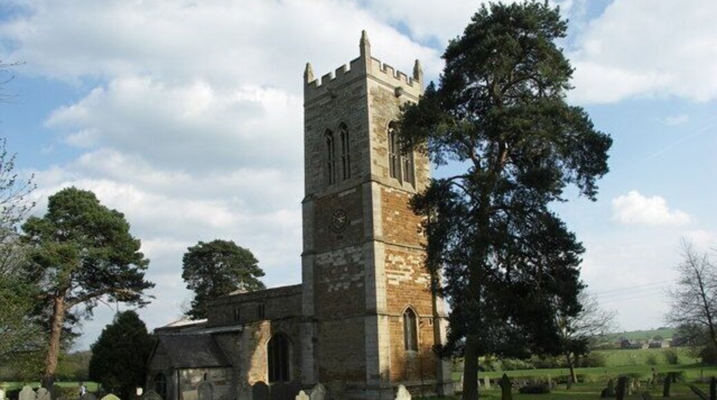 St Nicholas' parish church, Lubenham Road, Marston Trussell, Northamptonshire, seen from the northwest