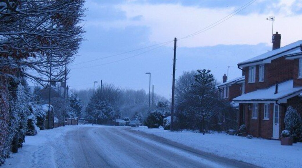 Snowy morning, Topcliffe Tricky conditions on the A167 in Long Street Topcliffe.