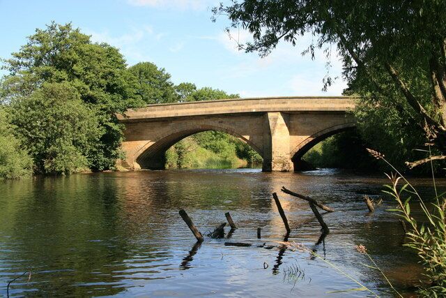 Topcliffe Bridge over the River Swale in North Yorkshire. It was built in 1622 and widened in 1786 and 1954.