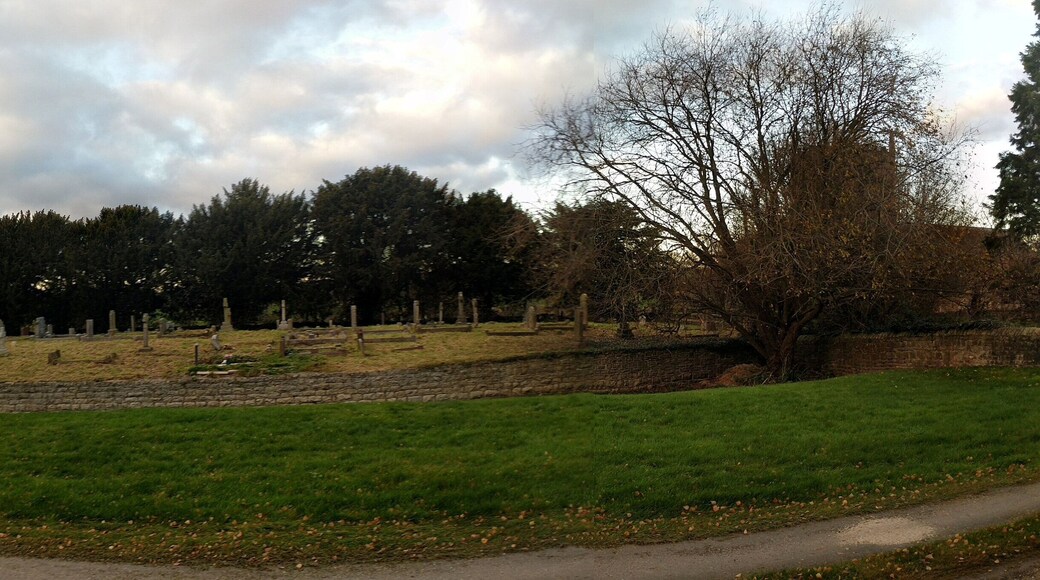 Cuckney motte and bailey castle, Norton Road, Cuckney, At the very extremity of the churchyard of St Mary's Church. Access via the gate in the grounds of Cuckney Village Hall Wikidata has entry Q17650136 with data related to this item.