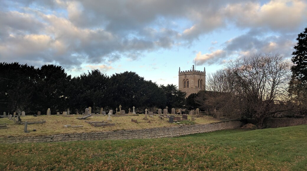 Cuckney motte and bailey castle, Norton Road, Cuckney, At the very extremity of the churchyard of St Mary's Church. Access via the gate in the grounds of Cuckney Village Hall Wikidata has entry Q17650136 with data related to this item.