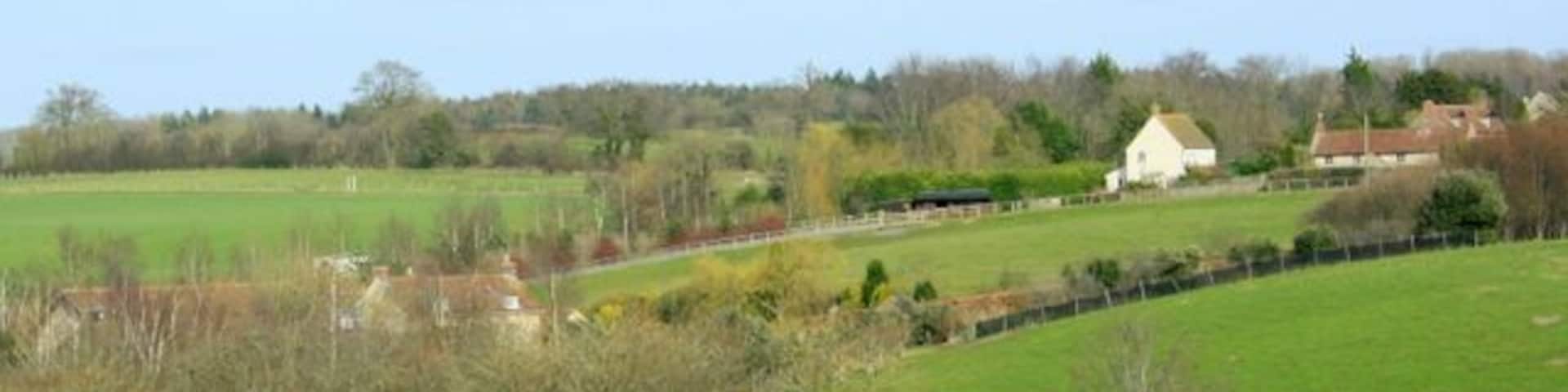 Pasture land near Chelwood Taken from the A368 west of the village showing part of the reason why Chelwood does not have a bypass (yet).