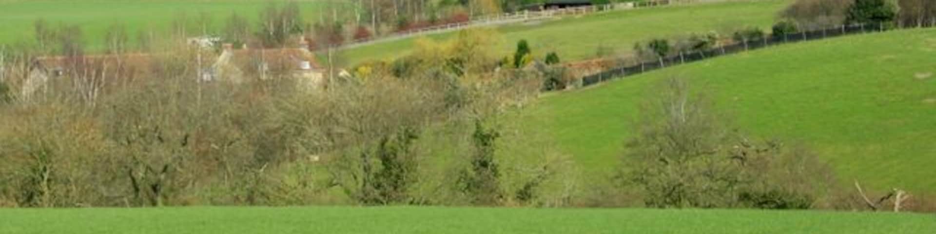 Pasture land near Chelwood Taken from the A368 west of the village showing part of the reason why Chelwood does not have a bypass (yet).