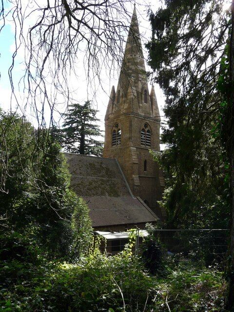 Avon Dassett The Church of St John the Baptist. The church is now disused and cared for by The Churches Conservation Trust. Tall trees all around the church means that it is difficult to see from ground level, but the spire rises well above the trees and is visible for miles around.