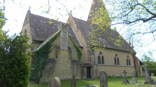 On a sunny 15th May 2012, I spent the whole day walking around Crawley and the environs of Gatwick Airport. My route was as follows: Three Bridges > Northgate > Manor Royal > Lowfield Heath > Charlwood (all the way round the edge of Gatwick Airport!) > Povey Cross > Horley. According to Google Maps, this is about 10 miles! I've seen this Grade II*-listed church described as "the finest small Victorian church in Sussex", although it was actually in Surrey for its first 107 years (1867-1974)! William Burges, an important ecclesiastical architect whose other works included the Grade I-listed church of the same dedication in Brighton, was responsible. I believe it was originally a chapel of ease to St Nicholas' Church at Charlwood (an ancient church which he restored around the same time). It now has great importance as the only surviving original building in Lowfield Heath. The Diocese of Chichester made it redundant in 2004 and sold it to Seventh-day Adventists from Hackbridge, south London, in 2008. They instigated a church plant, and the church is now very busy with worshippers belonging to the "Horley-Gatwick Seventh-day Adventist Church". Here's their homepage... horleygatwick.adventistchurch.org.uk/