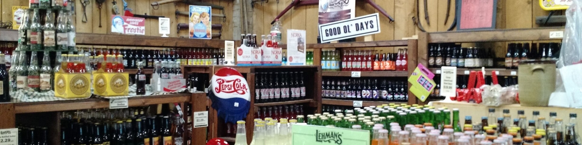 Lehman's Hardware Store in Kidron, Ohio. Over 300 kinds of Soda and 70 kinds of Rootbeer are available for purchase. Including Grape Nehi.