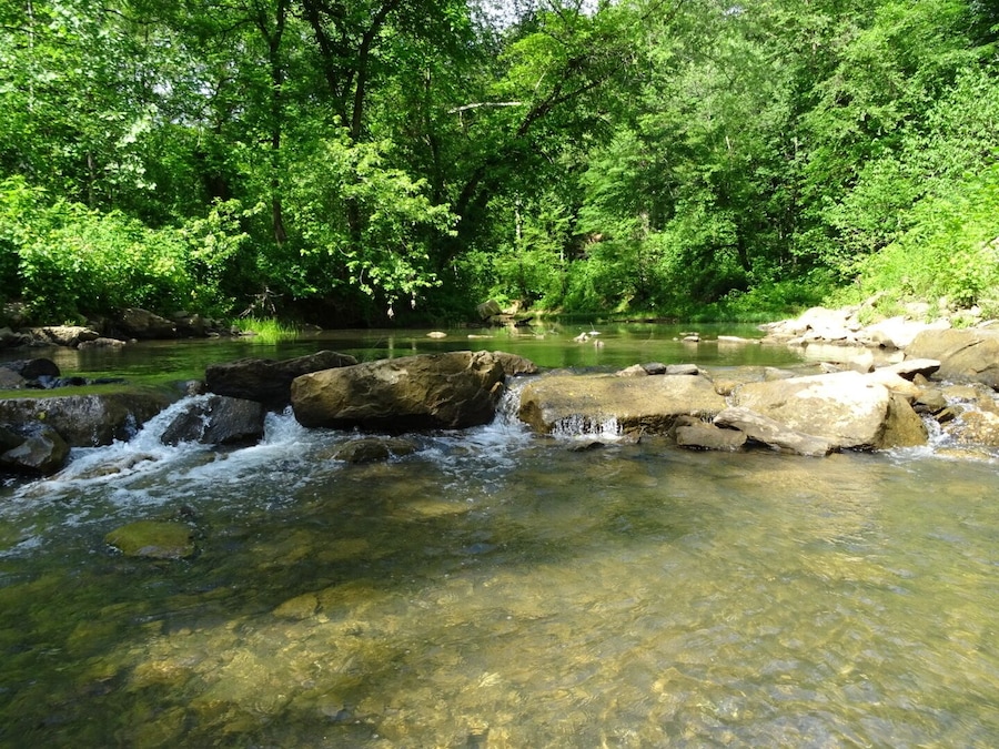 A shot of the 114-mile-long Raccoon Creek as it passes near the Moonville Tunnel.
At one time, a railroad trestle carried the tracks over Raccoon Creek.
The Moonville Rail-Trail, a sixteen-mile #hiking trail comprising the abandoned railway inside the Zaleski State Forest.
About all that remains of Moonville is an old railroad tunnel. The town sprang up in the late 1800's because of the Marietta and Cincinnati railroad building through the uninhabited forest on its way to Cincinnati.
The coal town's population peaked at just over one hundred. The last family left town in 1947. By the 1960s most of the buildings were gone and only the tunnel survives today.