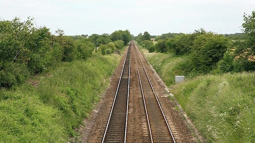 Salisbury-Andover railway lines seen from bridge over A338 near Ford village.