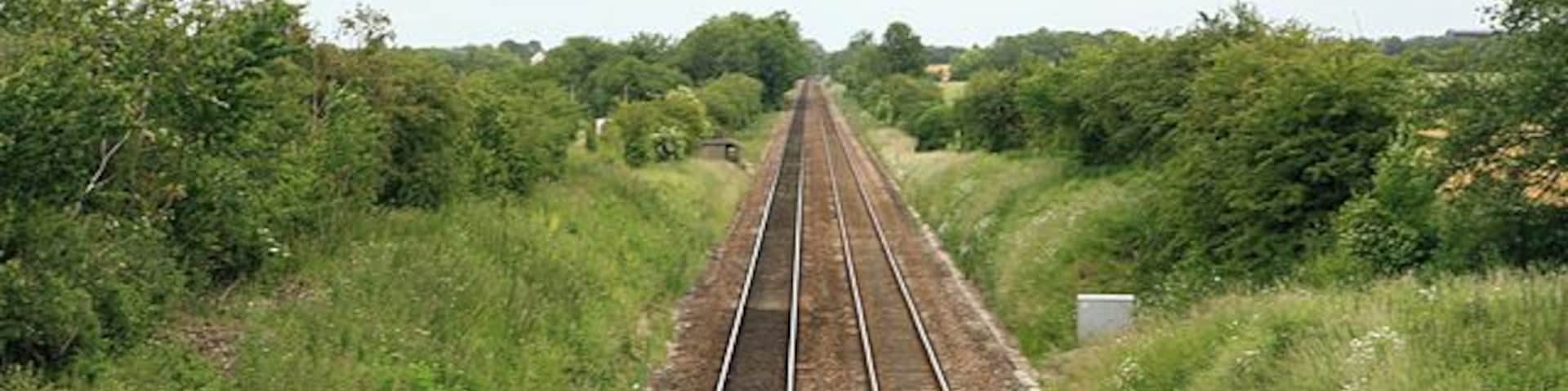 Salisbury-Andover railway lines seen from bridge over A338 near Ford village.