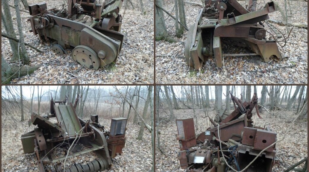 A rusted out abandoned piece of machinery located in the woods off the trail at Glacier Ridge Metro Park.
Any idea what it may have been?