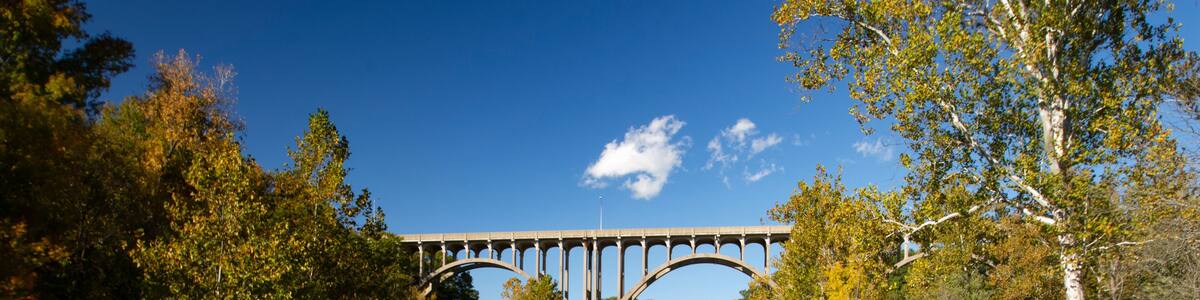 View of the Route 82 Bridge Over the Cuyahoga River Looking North from the Station Road Bridge Along the Towpath Trail