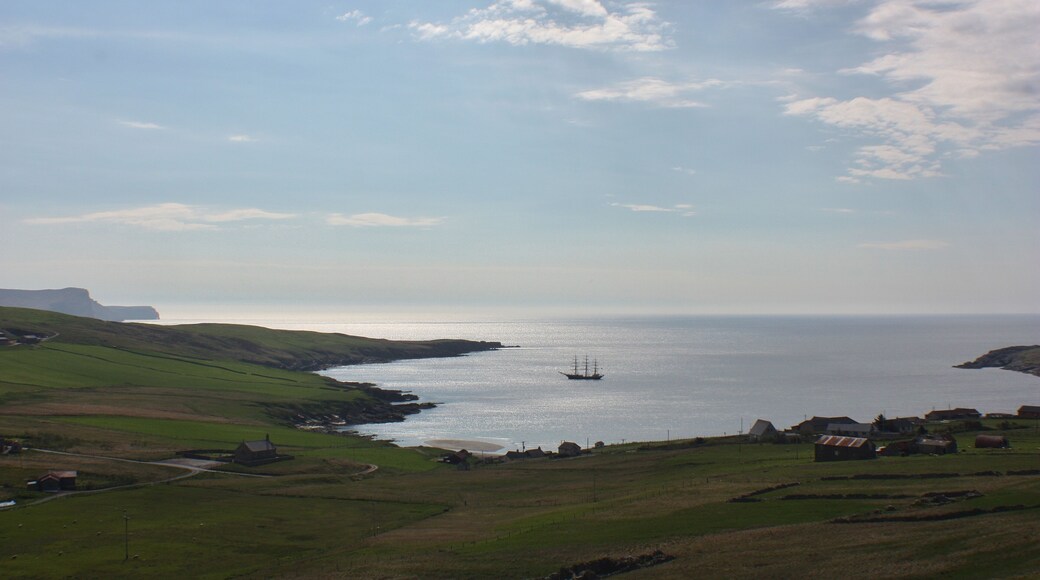 Anchored in Gulberwick Bay, Shetland Isles.