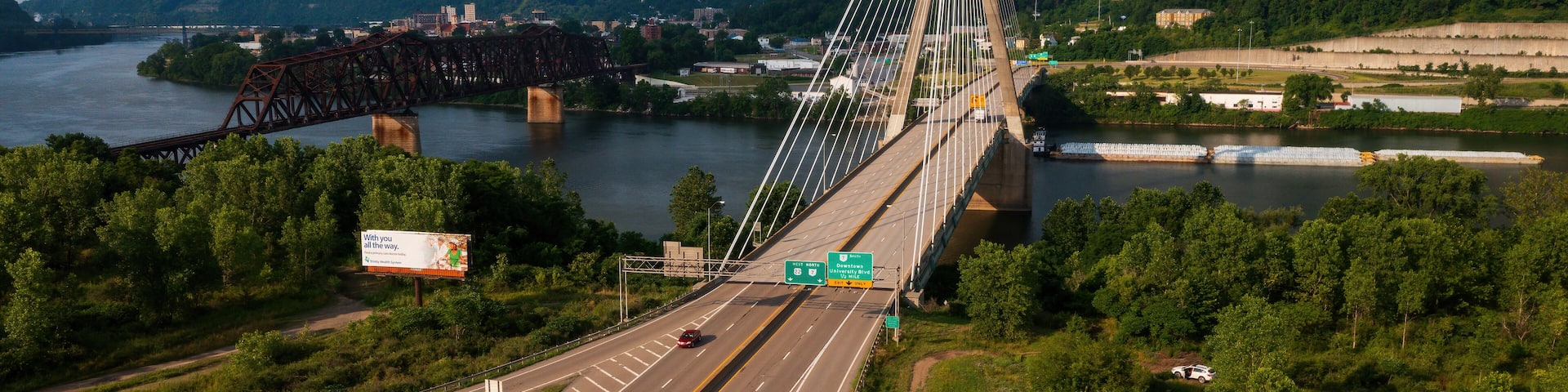 Veterans Memorial Bridge on US Route 22 - Cable-Stayed Suspension - Ohio River - Steubenville, Ohio & Weirton, West Virginia
