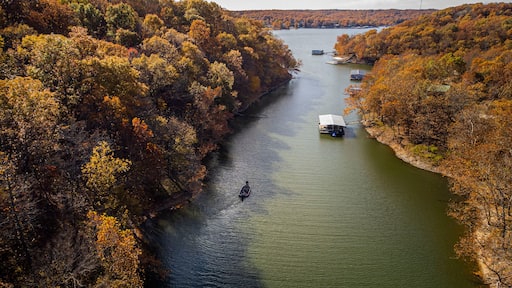 Bass Fisherman fishing in Bass Boat in Oklahoma Lake