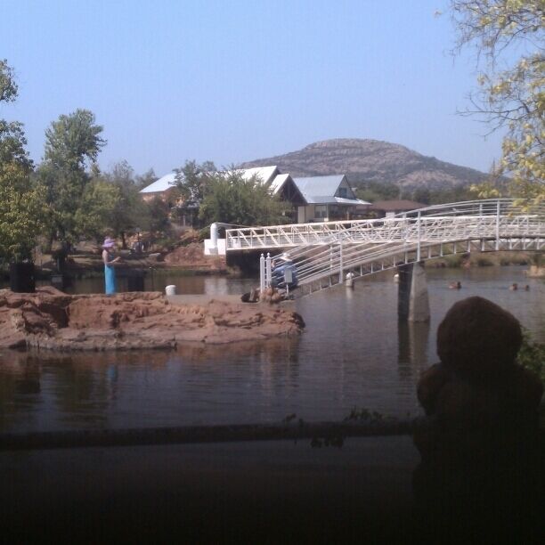During the native american flute fest, they played on the river stage with the backdrop of the mnt behind the players. 