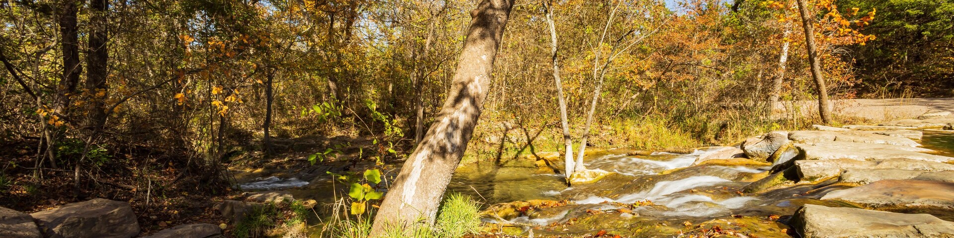 Sunny view of the Little Niagara Falls of Chickasaw National Recreation Area