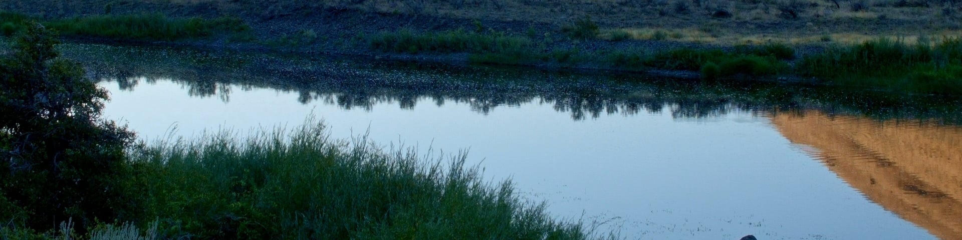 Dawn water reflection hills John Day River Cottonwood Canyon Oregon 07