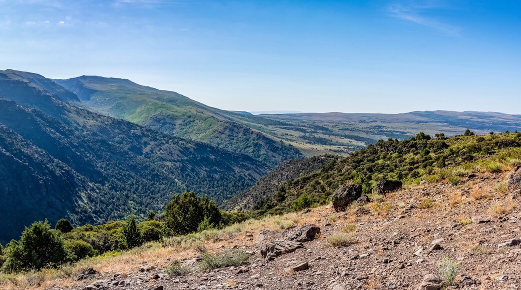 A panoramic view of Big Indian Canyon on the Steens Mountain Loop Road in Southeastern Oregon; Frenchglen, Oregon, United States of America