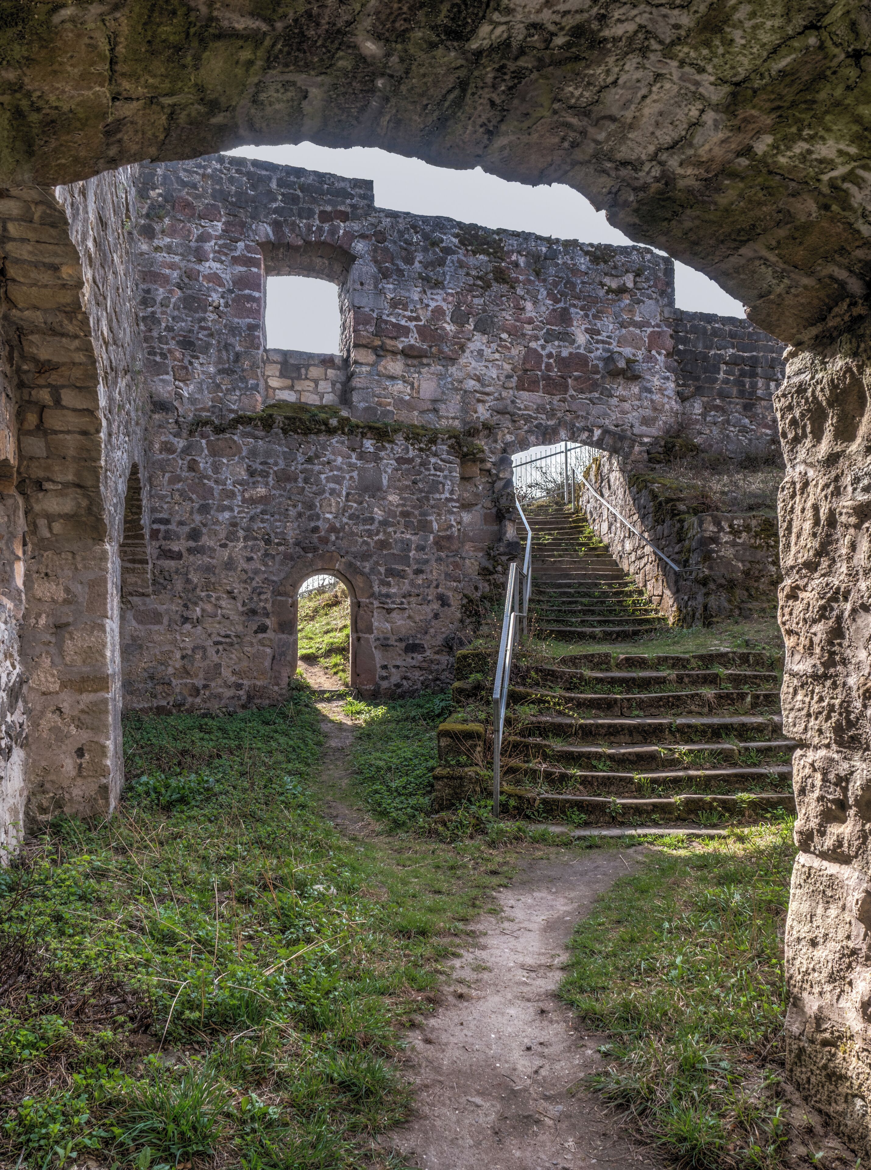 Yard and stairs in the main building of the Bramberg ruin