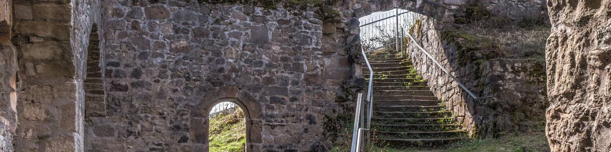 Yard and stairs in the main building of the Bramberg ruin