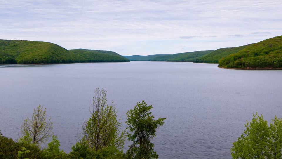 The Allegheny Reservoir in Warren County, Pennsylvania, USA behind Kinzua Dam on a spring day
