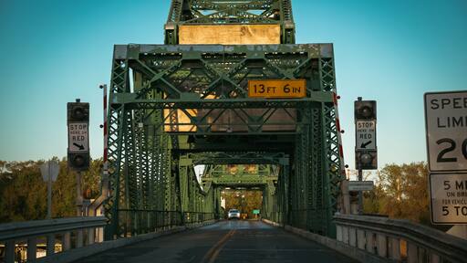West Side Entrance of the Freeport Bridge – Steel and Sky Perspective