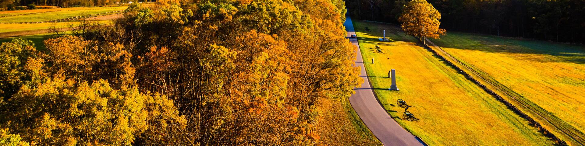 Autumn view of battlefields from Longstreet Observation Tower in