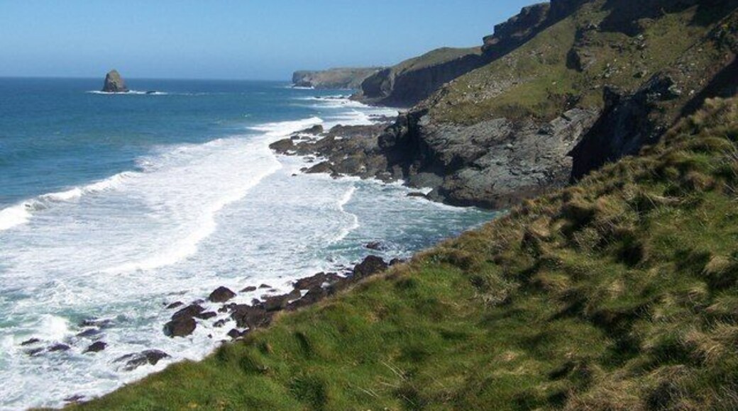 Treligga Cliff Looking north across Flat Hole and Trebarwith to Tintagel.
