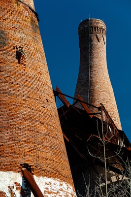 Brick Smokestacks - Abandoned Westmoreland Glass Company - Jeannette, Pennsylvania