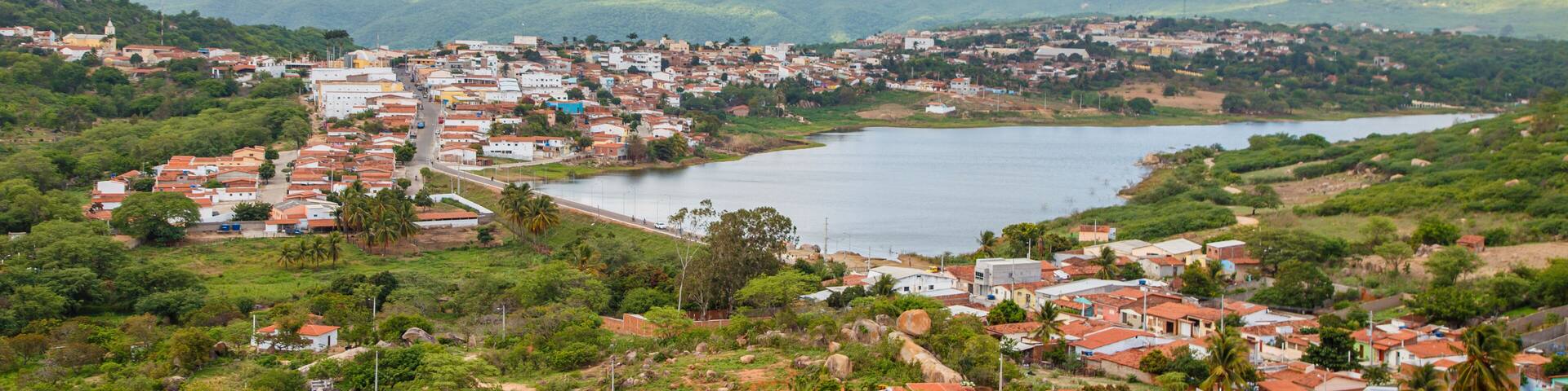 Lagoa Nova, Rio Grande do Norte, Brazil - March 12 2021:Aerial image of the city of Lagoa Nova