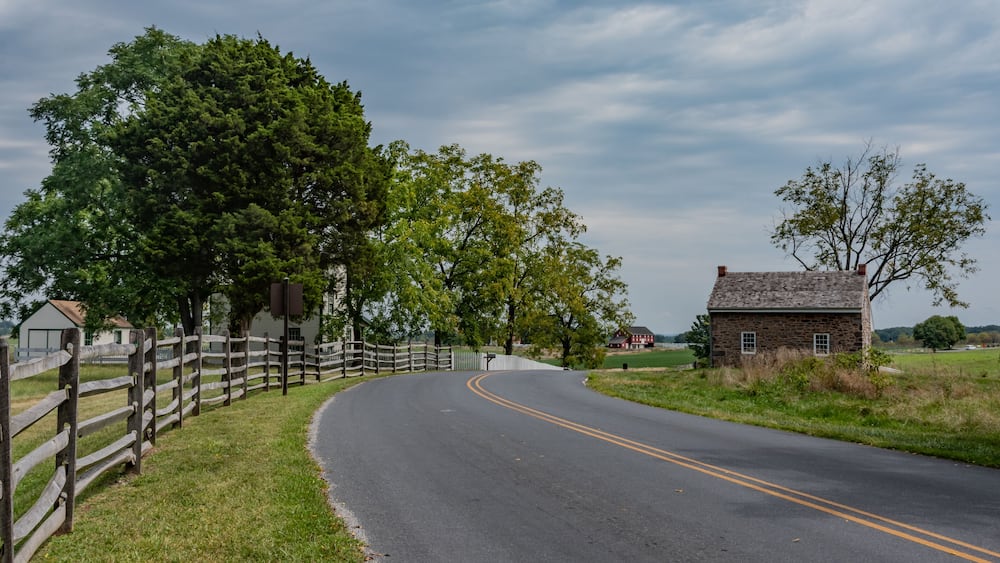 Walking Down Millerstown Road on a Summer Afternoon, Gettysburg Pennsylvania USA