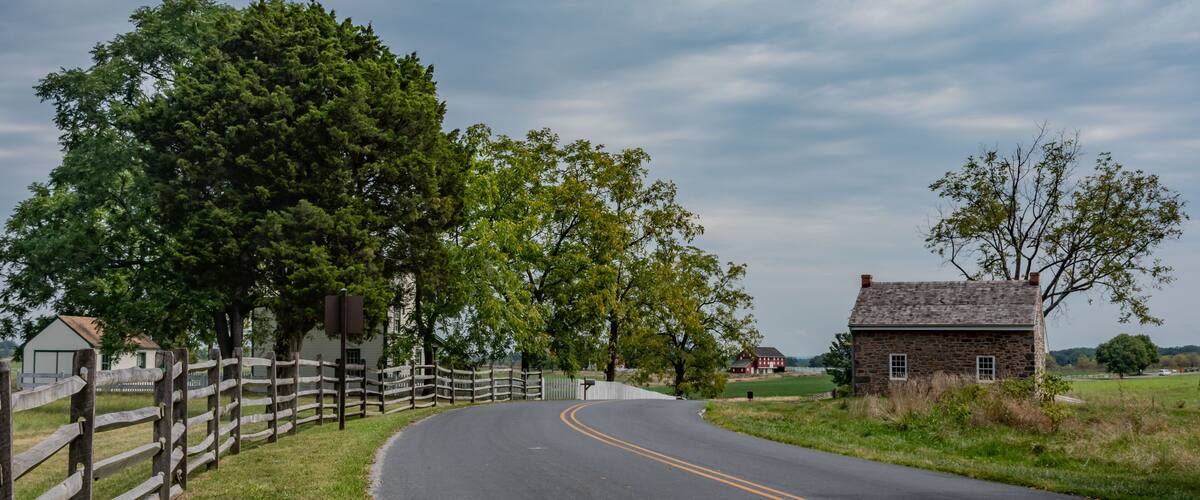 Walking Down Millerstown Road on a Summer Afternoon, Gettysburg Pennsylvania USA