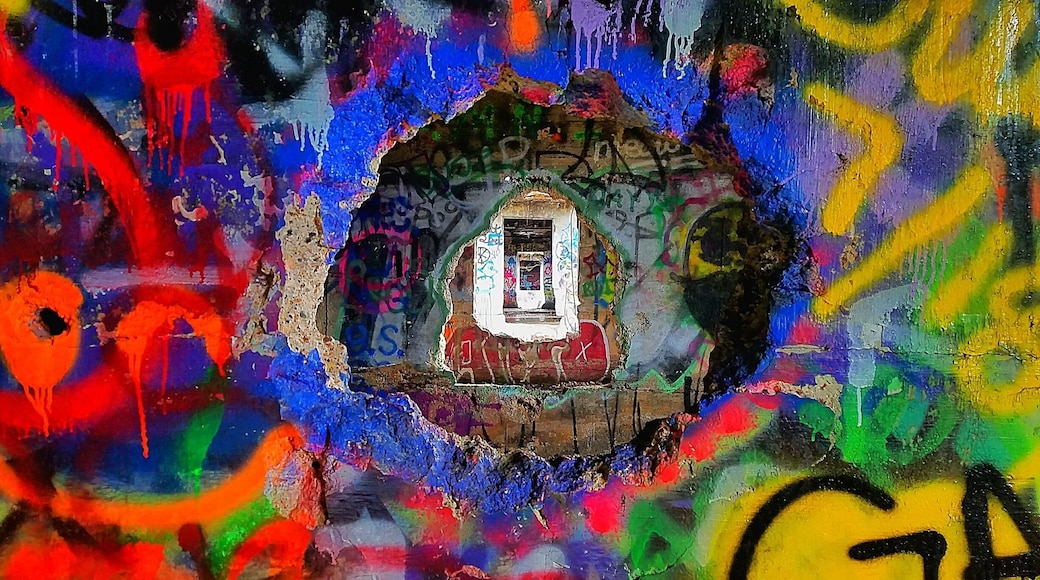 Inside one of the buildings in concrete city