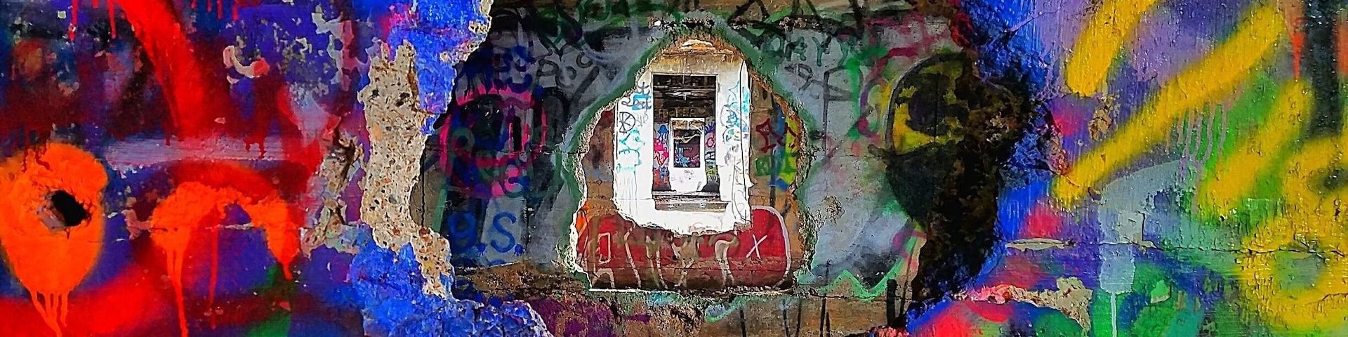 Inside one of the buildings in concrete city