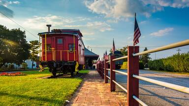 Train car outside the train station in New Oxford, Pennsylvania.