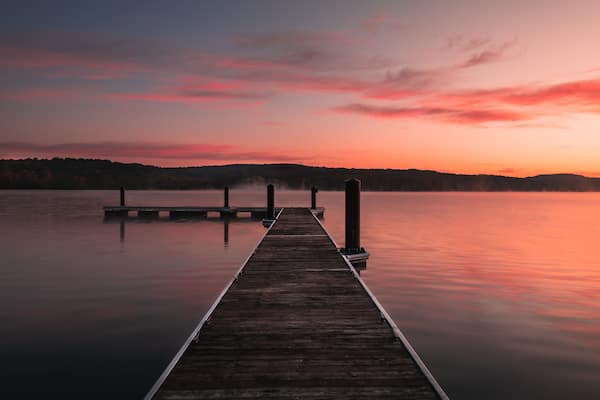 Sunrise at the docks at Moraine State Park