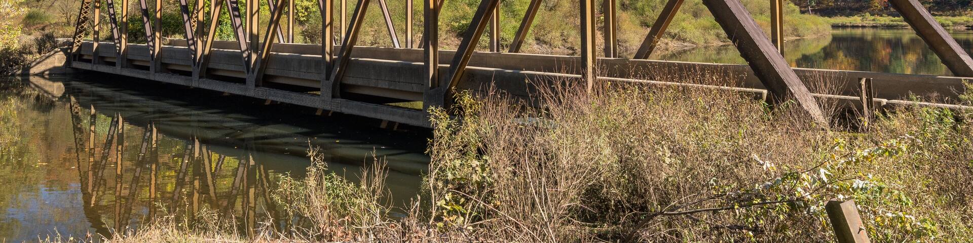 The Nebraska Bridge which spans the Tionesta Creek in Tionesta, Pennsylvania, USA on a sunny fall day