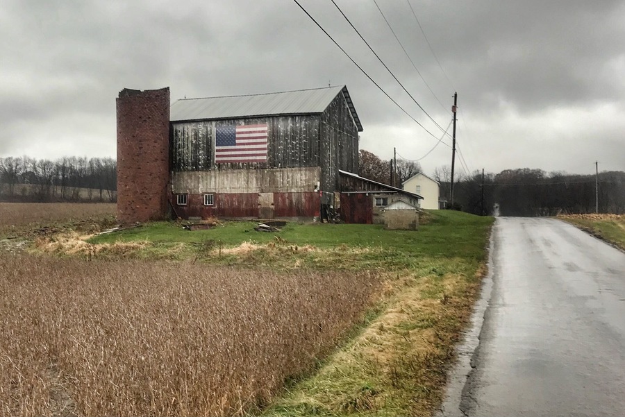 Backroads in America. #barns #flags #usa #rural #farms #backroads