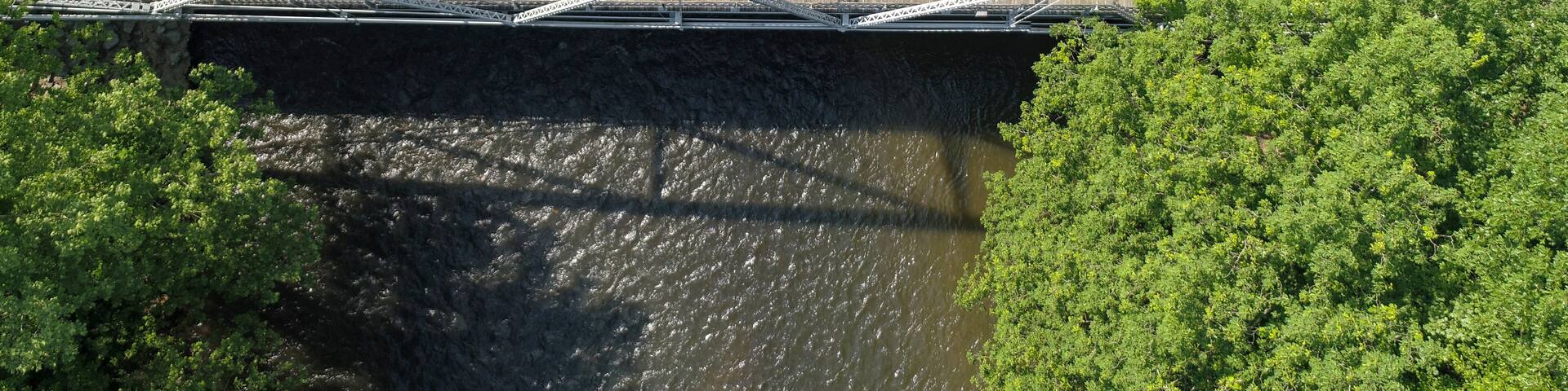 Waterville Bridge Aerial View Looking Down at Swatara Creek at Appalachian Trail Pennsylvania