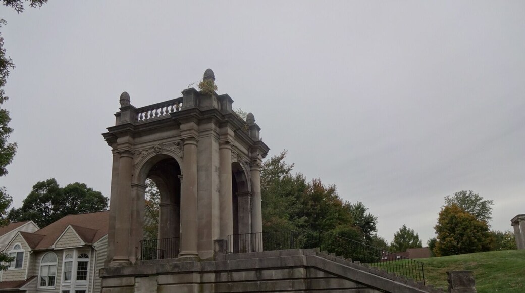 What you see before you has been hailed as one of the greatest losses in American architectural history. These are remnants of Whitemarsh Hall, 100,000 square feet, 6 stories (3 of which were partly or fully underground), 147 rooms, and 45 bathrooms built on 300 acres. It was built in 1921 and demolished in 1980. Now the estate has been subdivided into a development called Stotesbury Estates. An example of the townhouses now occupying the land can be seen in the background.