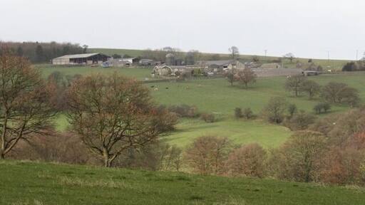 Lower Halstead Farm Taken with a telephoto lens across the valley, the pasture land around the farm buildings can be clearly seen,