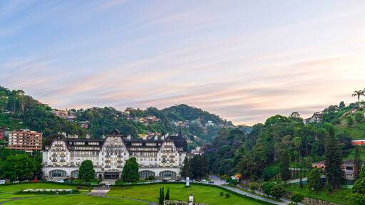 Beautiful Quitandinha Palace under an abstract sky in Petropolis, Brazil