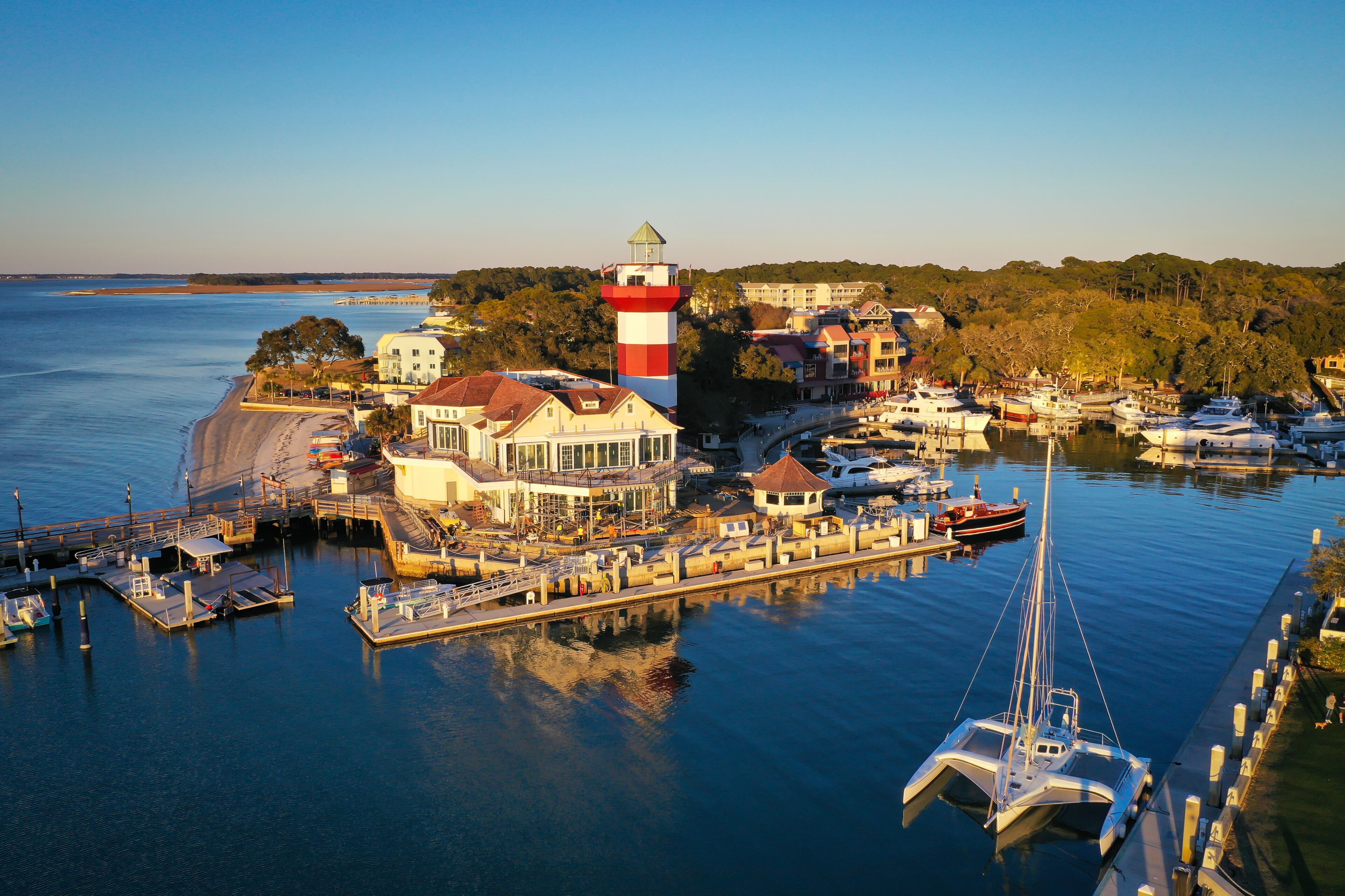 Aerial View of Harbour Town and lighthouse on Hilton Head Island South Carolina