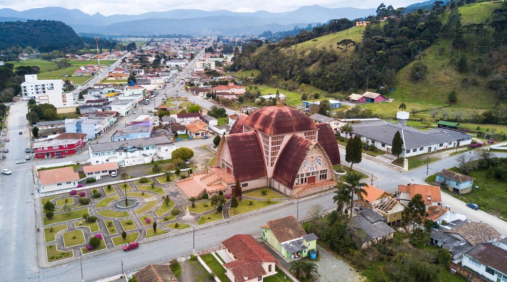 Urubici Cathedral. Aerial view of the Urubici church in Santa catarina