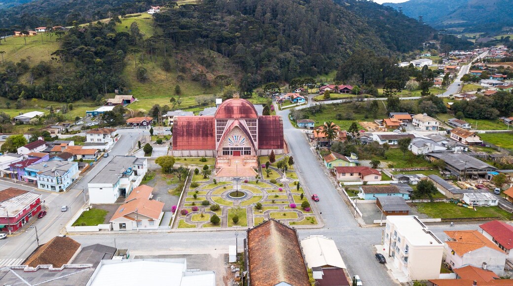 Urubici Cathedral. Aerial view of the Urubici church in Santa catarina