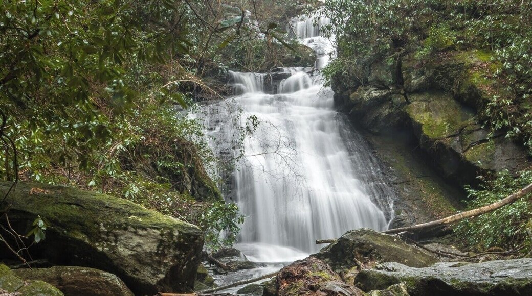 This is an epic spot in the forest that is indescribably beautiful. The hike in also passes by the Chattooga River at a very beautiful spot. All in all, the 5 mile round trip hike required to view Opossum Creek Falls is well worth it and highly recommended. For a video guide of the hike to this waterfall (along with some good video of the falls), please visit: https://www.hdcarolina.com/episode/opossum-creek-falls