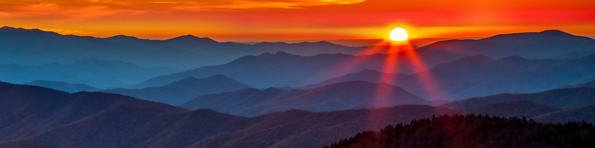 Smoky mountain sunset